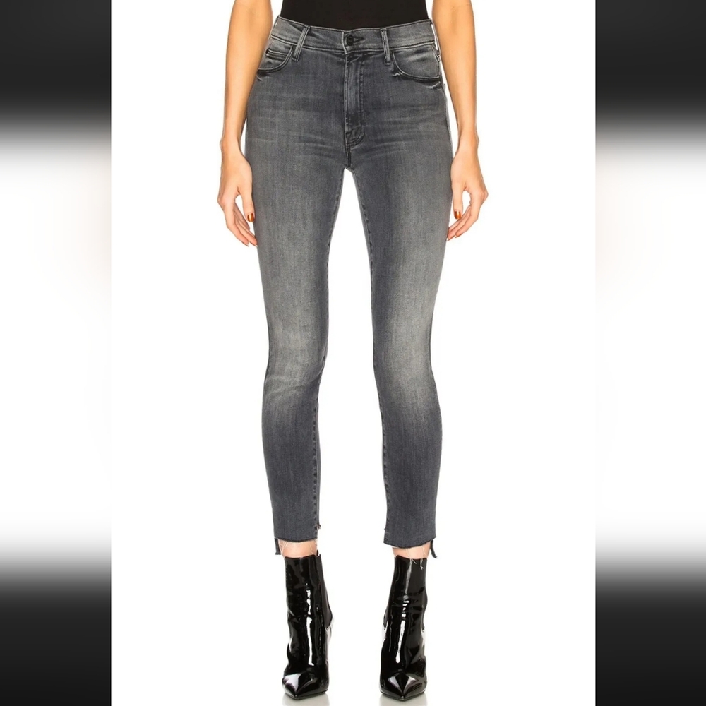 MOTHER The Zip Stunner Two Step Fray Gray Stretcht Jeans Miss Moody Two Shoes 29